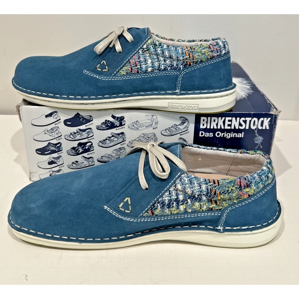 Birkenstock Size EU 42 US W11M9 Narrow Memphis Shoes Suede Textile‎ Petrol Blue
